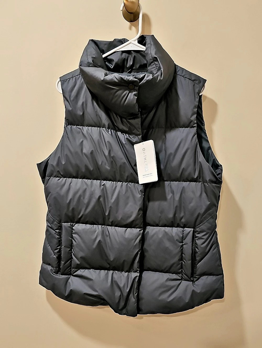 Athleta Downtown Vest Puffer in Blue/Gray XL NWT